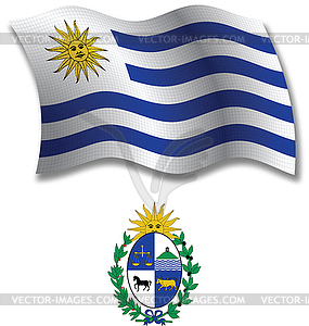 Uruguay textured wavy flag - vector image