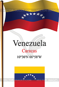 Venezuela wavy flag and coordinates - vector clip art