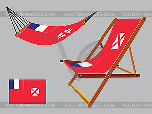 Wallis and futuna hammock and deck chair - vector clipart