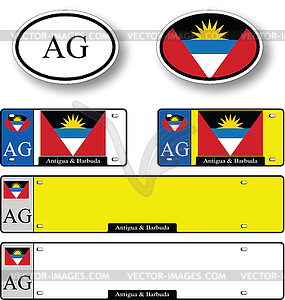 Antigua and barbuda auto set - color vector clipart