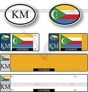 Comoros auto set - color vector clipart