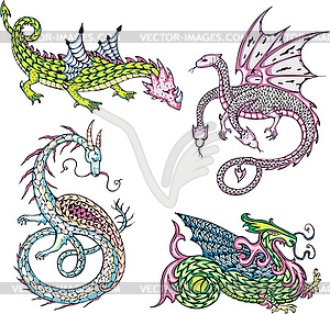 Mythic dragons - vector image