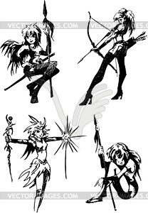 Girls teenagers with blades - vector clipart