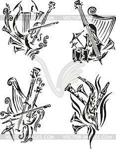 Стилизованная музыка эмблемы - симфония - векторное графическое изображение