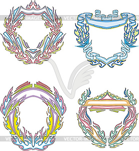 Stylized decorative flaming frames - vector clipart