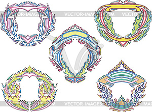 Stylized decorative flaming frames - vector image