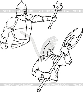 Russian bogatyrs - hero warriors - vector clipart