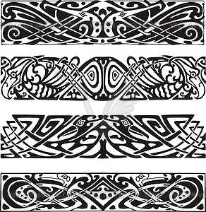 Knot designs in celtic style with birds - vector clip art