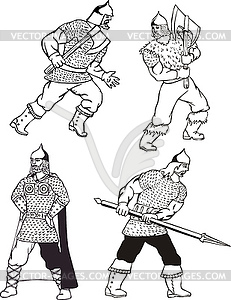 Russian bogatyrs - vector clip art