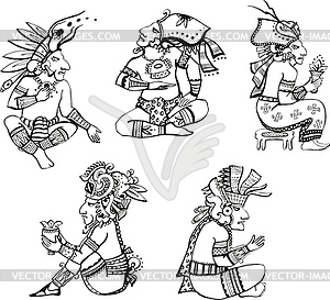 Maya characters sitting - vector clip art