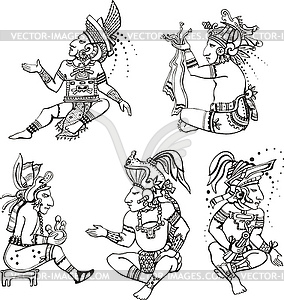 Mayan characters - vector image