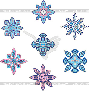 Ornamental snowflakes - royalty-free vector clipart