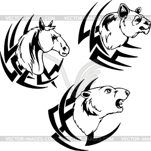 Animal head tattoos - vector clipart