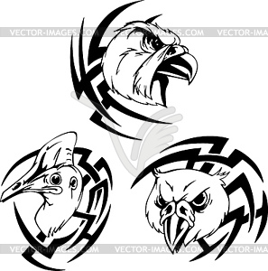 Bird head tattoo - vector image