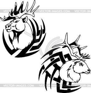 Predator deer head tattoos - vector EPS clipart