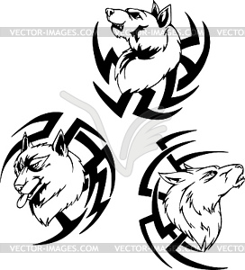 Predator wolf head tattoos - vector image