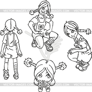 Set of naughty girls - vector image