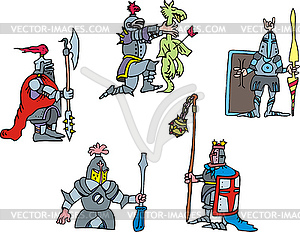 Funny knights - vector clipart