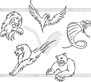 Tattoos - predator animals - vector clipart