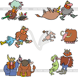 Comic hunting. Vikings - vector clipart