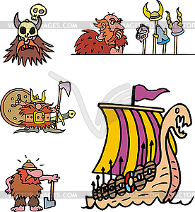 Miscellaneous viking cartoons - vector image