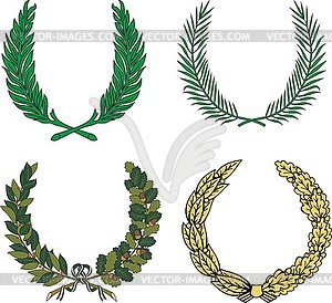 Set of four heraldic wreaths - vector image