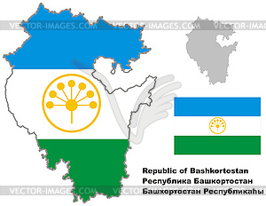 Контур карты Башкортостана с флагом - клипарт в векторе / векторное изображение