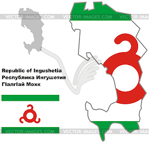 Outline map of Ingushetia with flag - vector clipart / vector image