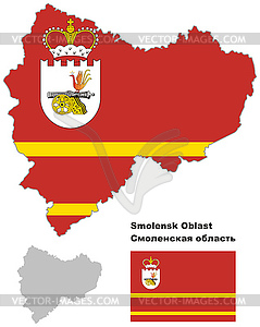Outline map of Smolensk Oblast with flag - vector clip art