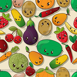 Seamless kawaii pattern - vector clip art