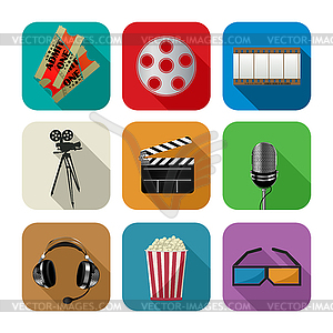 Movie and cinema icons - vector clipart