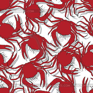 Seamless pattern background with red crabs - vector clipart