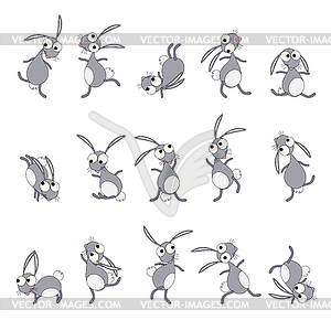 Dancing rabbits cartoon - vector image