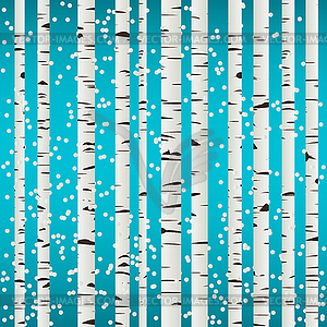 Birch forest and snow pattern - vector clipart