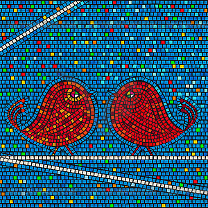 Mosaic birds - vector clip art