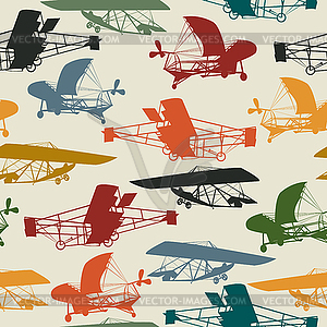 Seamless pattern with historical planes - vector clipart