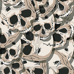 Grunge seamless skulls pattern - vector clip art