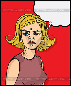 Retro looking angry woman - vector clipart