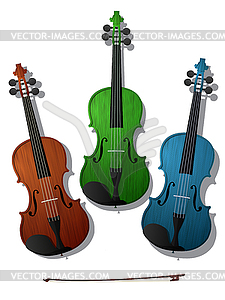 Colored violins - vector image