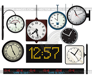 Train station watches collection - vector clip art