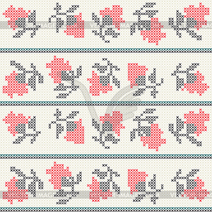 Knitted roses pattern - vector clipart / vector image