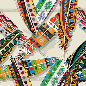 Ikat feather pattern  - vector image