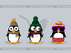 Cute penguin characters - vector clipart