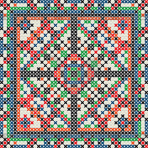 Decorative knit tile - color vector clipart