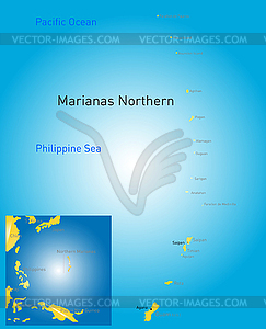 Северные Марианские острова карту - векторное графическое изображение