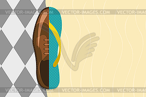 Формальная обувь и флип-флоп - векторное изображение