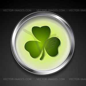 Abstract button with shamrock - vector image