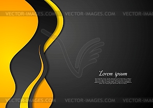 Abstract black and yellow waves - vector clip art