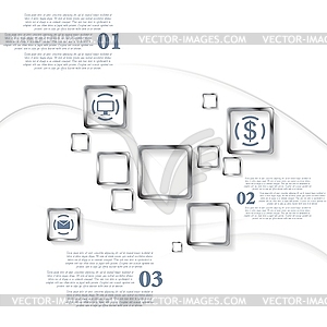 Metallic squares infographic design - vector image