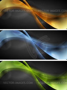 Bright glowing wavy banners - vector clipart